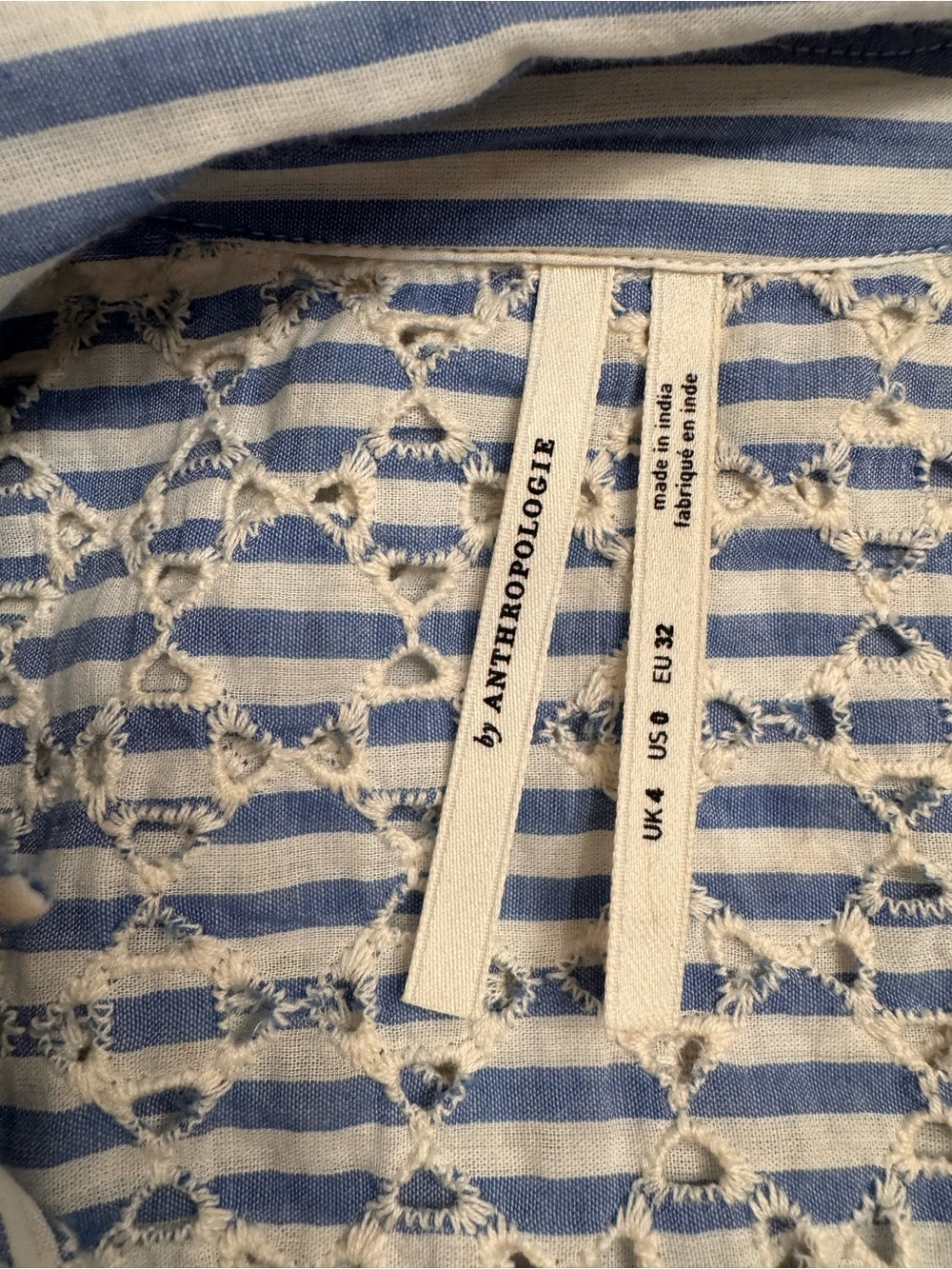 Anthropologie Sleeveless Light Blue Striped Button-Front Midi Dress - Picture 7 of 7